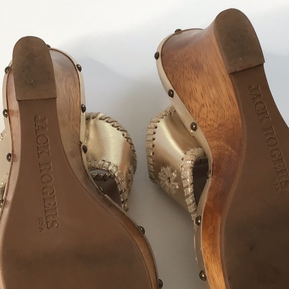 Jack Rogers Gold Platinum Wedge size 6.5 Marbella - Picture 9 of 16